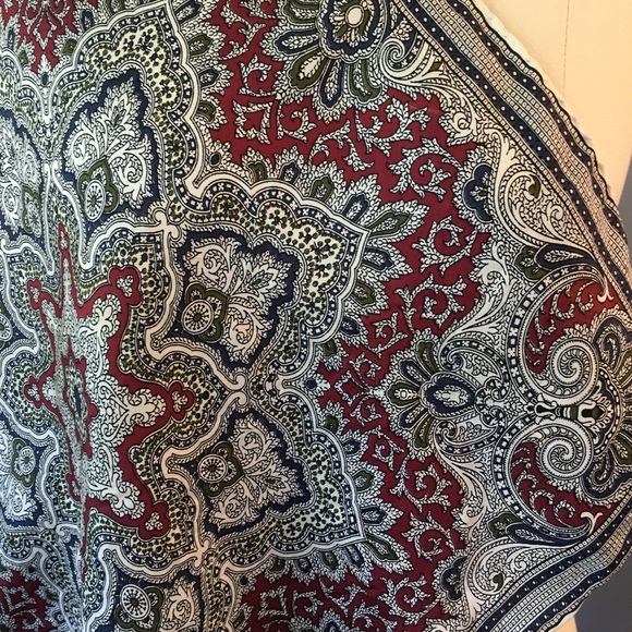 Vintage Battaglia Silk Scarf, Pocket Square, Burgundy & Navy, Hand Rolled Hem - Picture 7 of 11